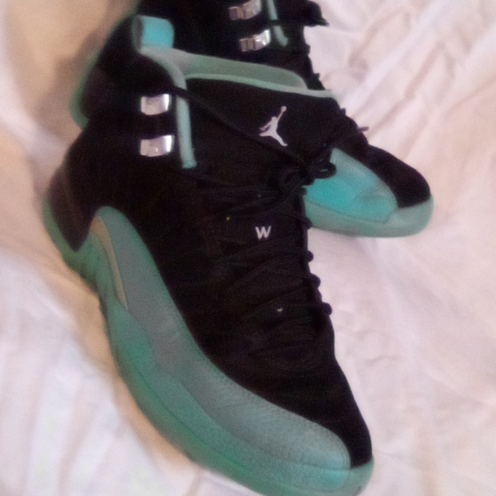 Blue and black Jordan 12's